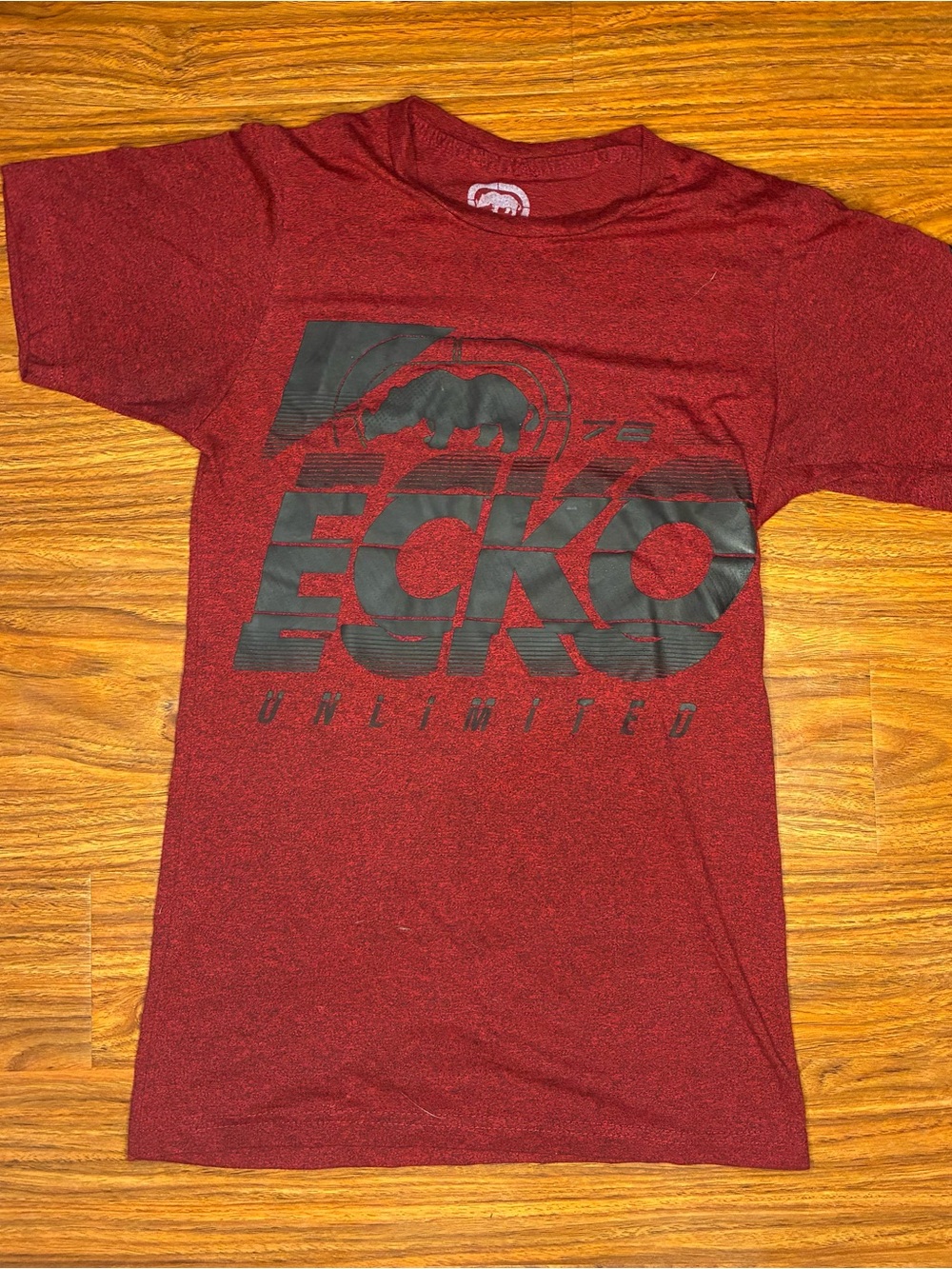 Small Ecko Unlimited Men’s Slim Fit Maroon Tee with Black Logo